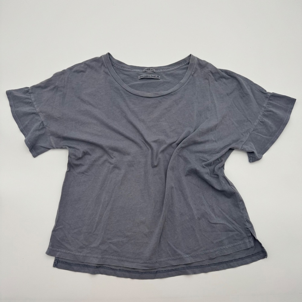 Abercrombie & Fitch A&F Womens M Blue Gray Garment Dyed Cotton Shirt